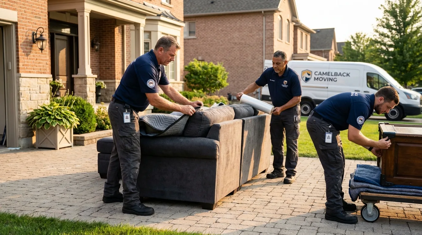 Large estate moving crew wrapping furniture in Statesboro, GA
