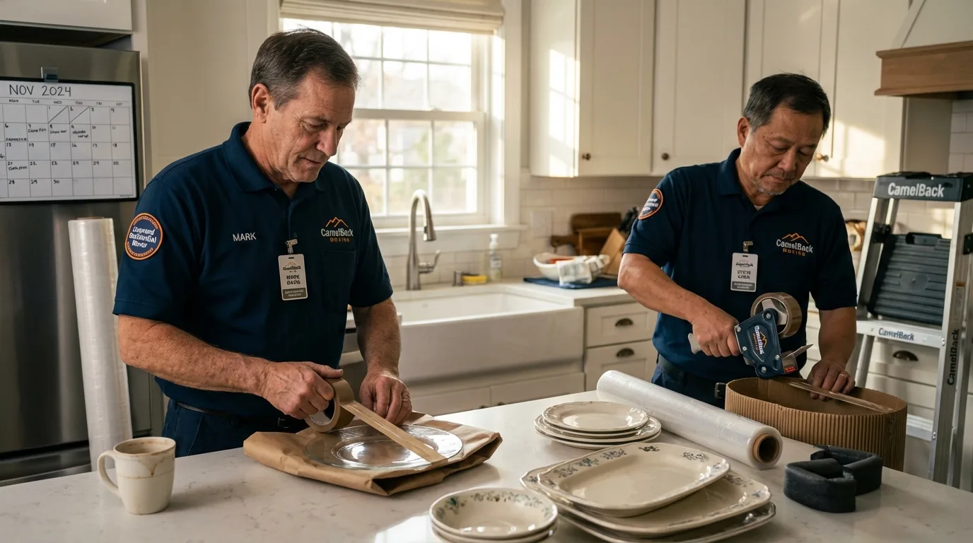 Professional crew packing kitchen dishware in Statesboro, GA